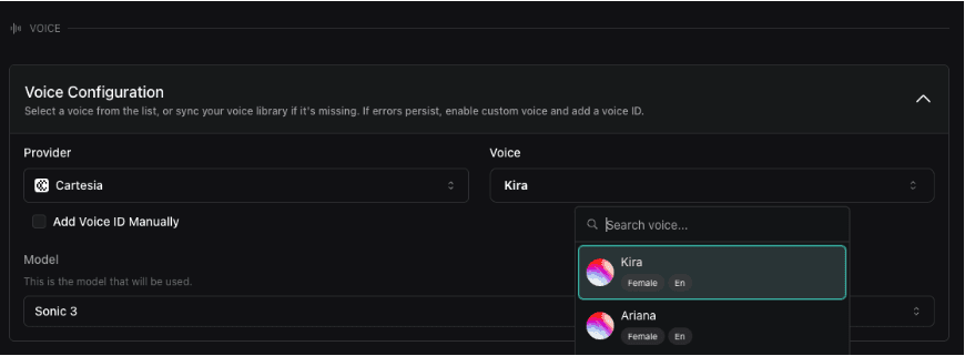 Cartesia Voice Options