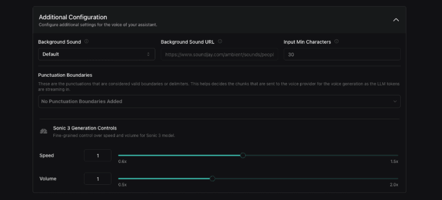 Cartesia Speed and Volume
